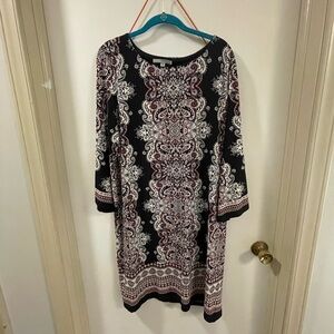 Studio One Black and Cream Long Sleeve Dress